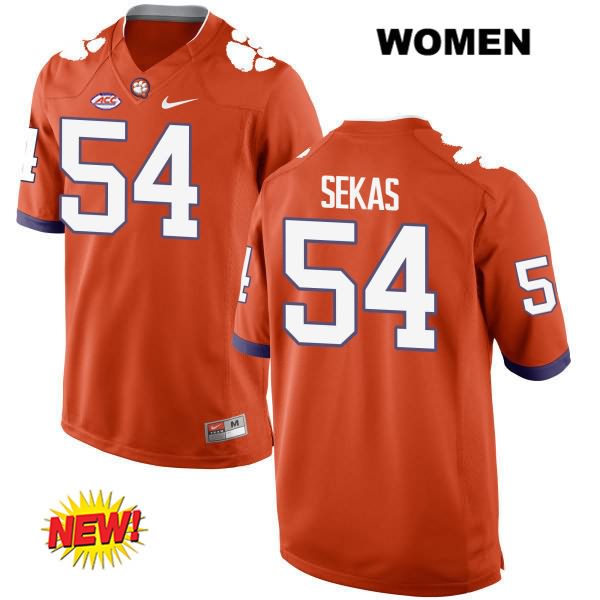 Women's Clemson Tigers #54 Connor Sekas Stitched Orange New Style Authentic Nike NCAA College Football Jersey MEV5746MR